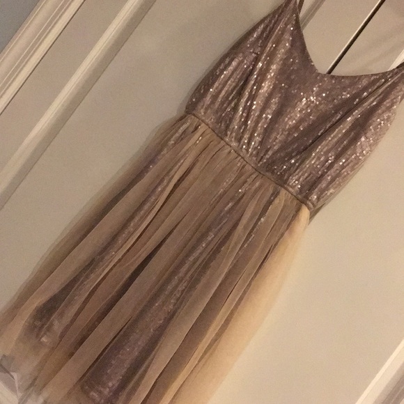 Pitaya Lovposh Champagne Gold Shimmer Tulle Sequin Dress - Picture 2 of 6